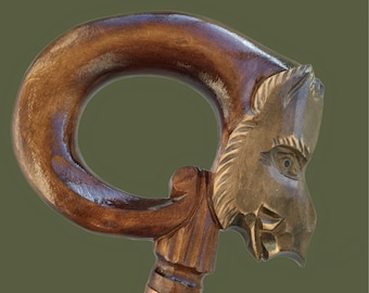 Wild Boar Hand carved walking stick cane