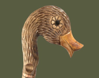 Duck wooden cane Vintage walking stick