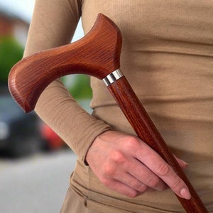 Elegant Wooden Cane for Women Lady - Hand carved wood crafted handle Walking Stick Pretty Ladies