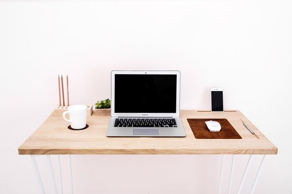 Wooden Desk With Metal Hairpin Legs Industrial Desk Office Etsy