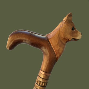 Dog Carved Walking Cane Stick Unique Design
