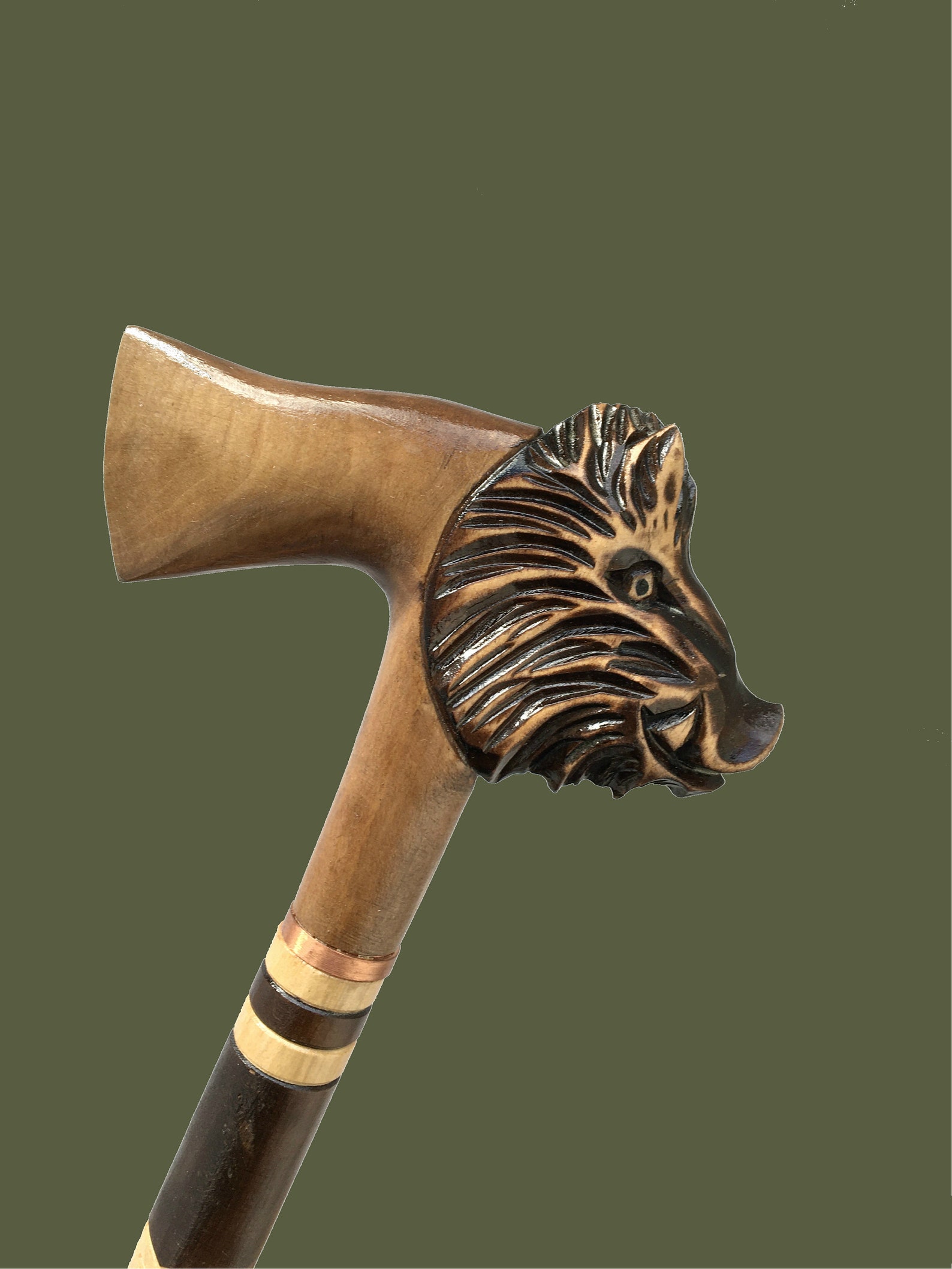 Walking Cane Animal Head African Walking Stick With Rubber Tip Etsy