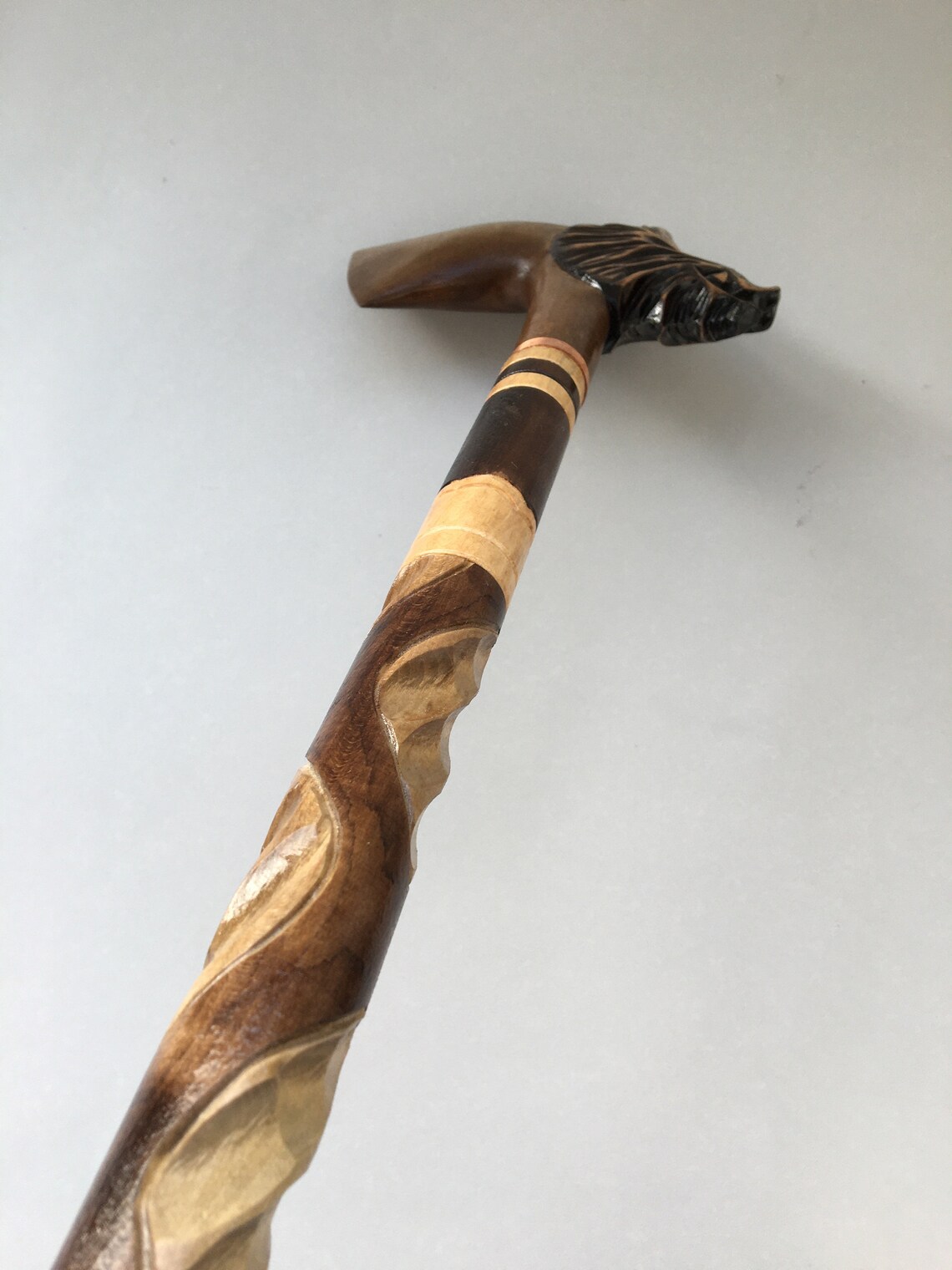 Walking Cane Animal Head African Walking Stick With Rubber Tip Etsy
