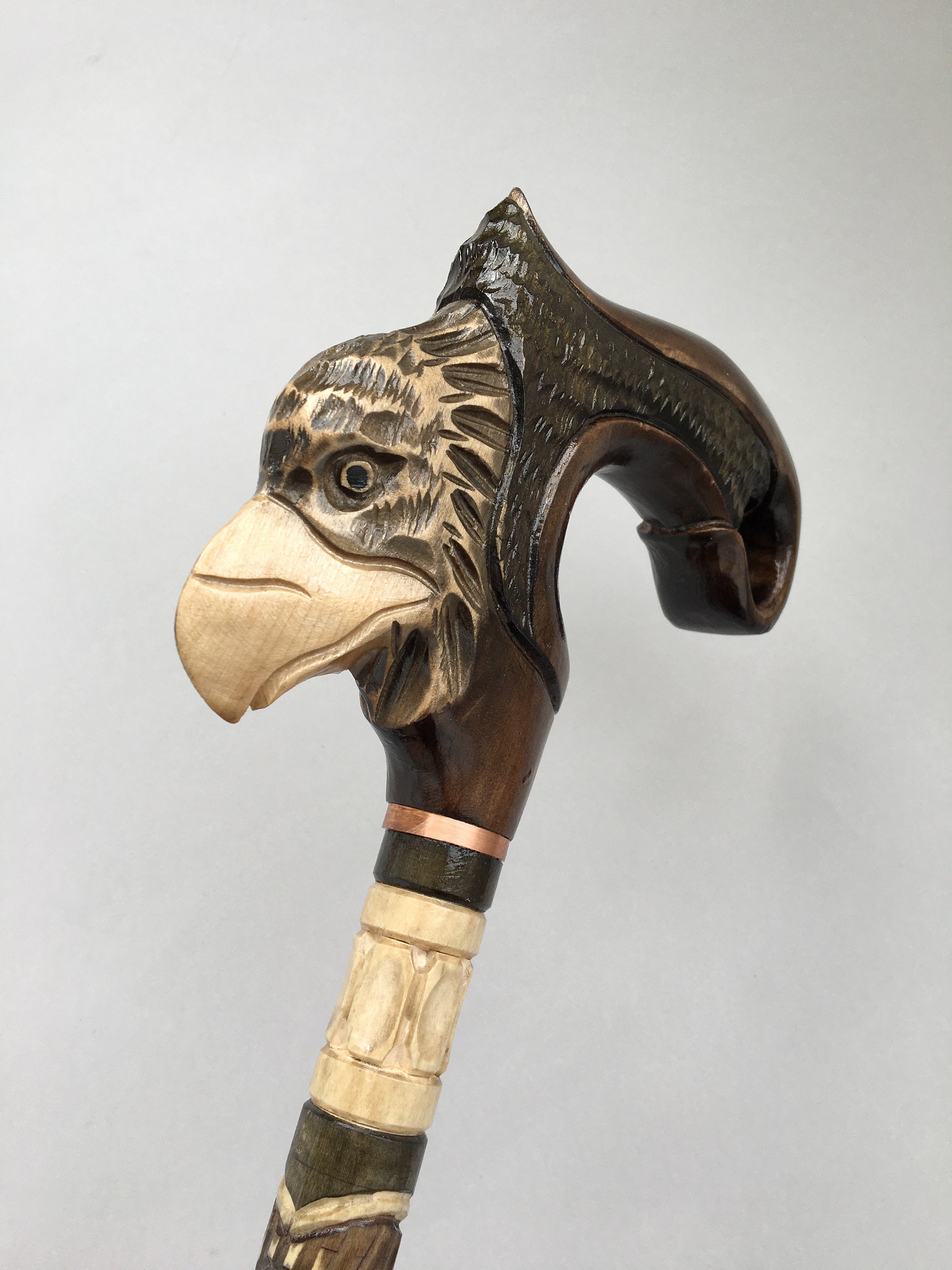 Unusual walking cane Unique walking stick Handle Carving Eagle Etsy