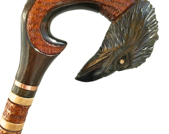 Wood for women and men Fancy Design Wooden Raven handle Hand carved walking canes Handmade