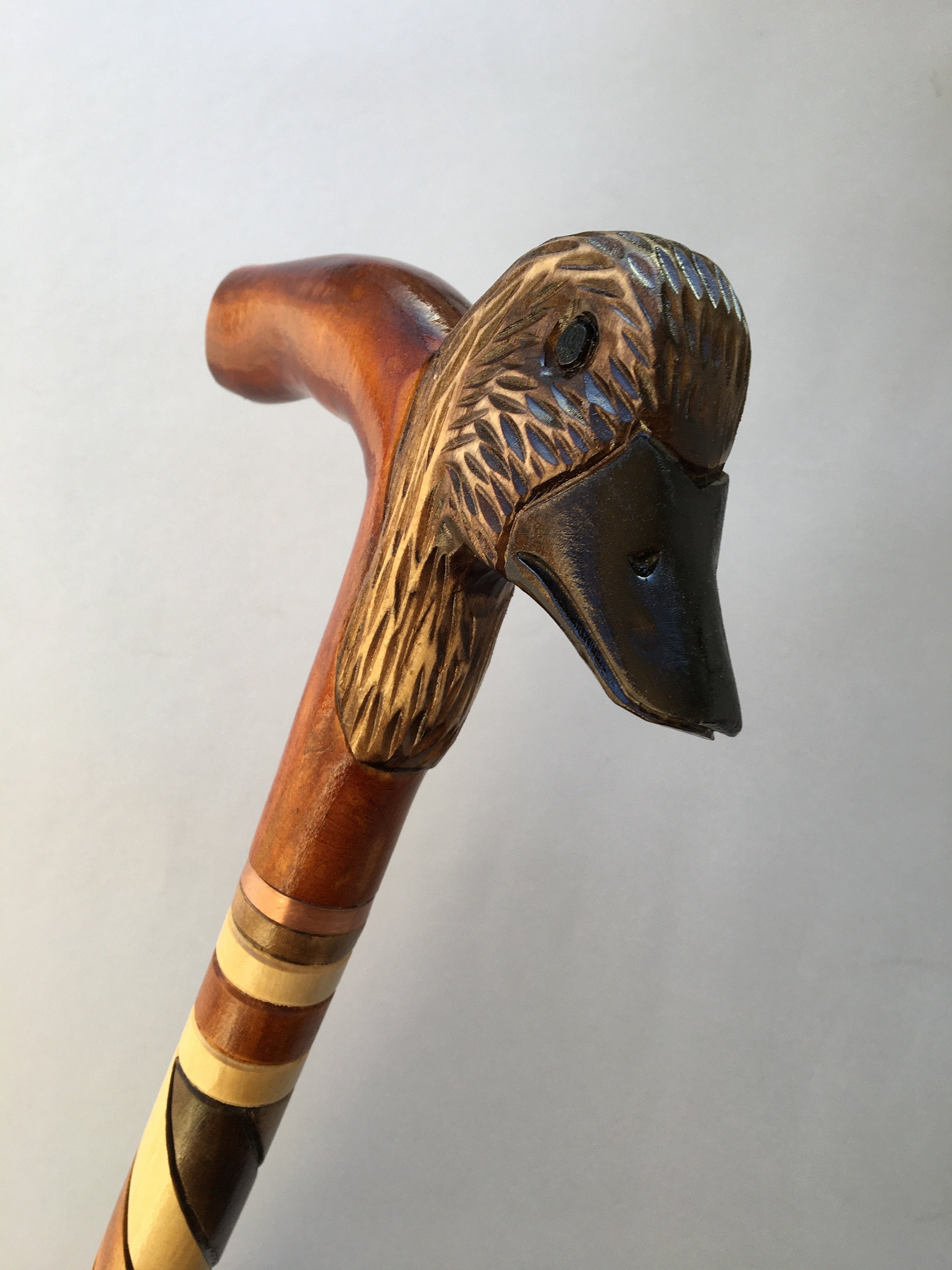 Wooden Carved Animal Duck Walking Cane Animal Head Cane Stick Etsy