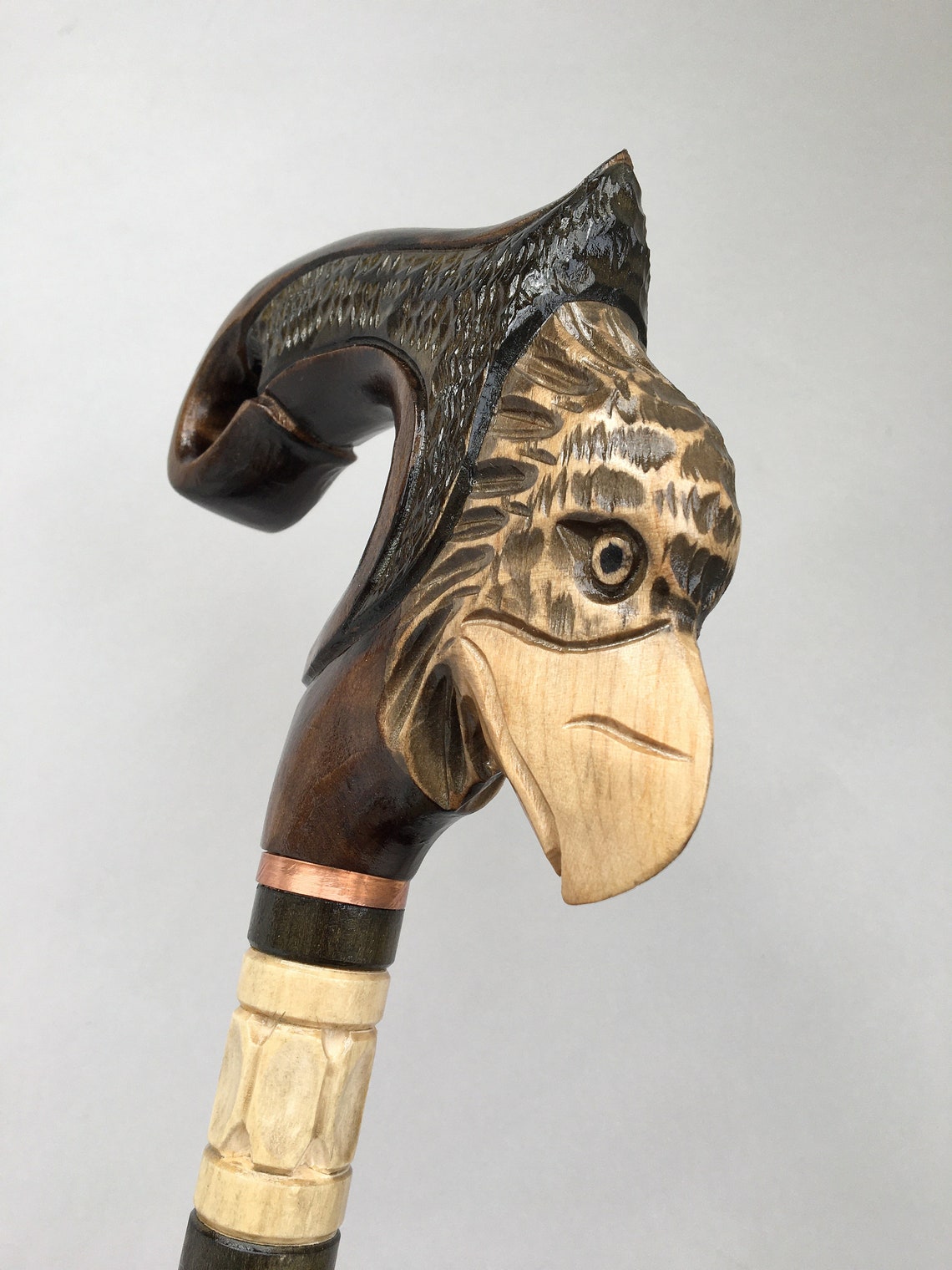 Unusual Walking Cane Unique Walking Stick Handle Carving Eagle Etsy