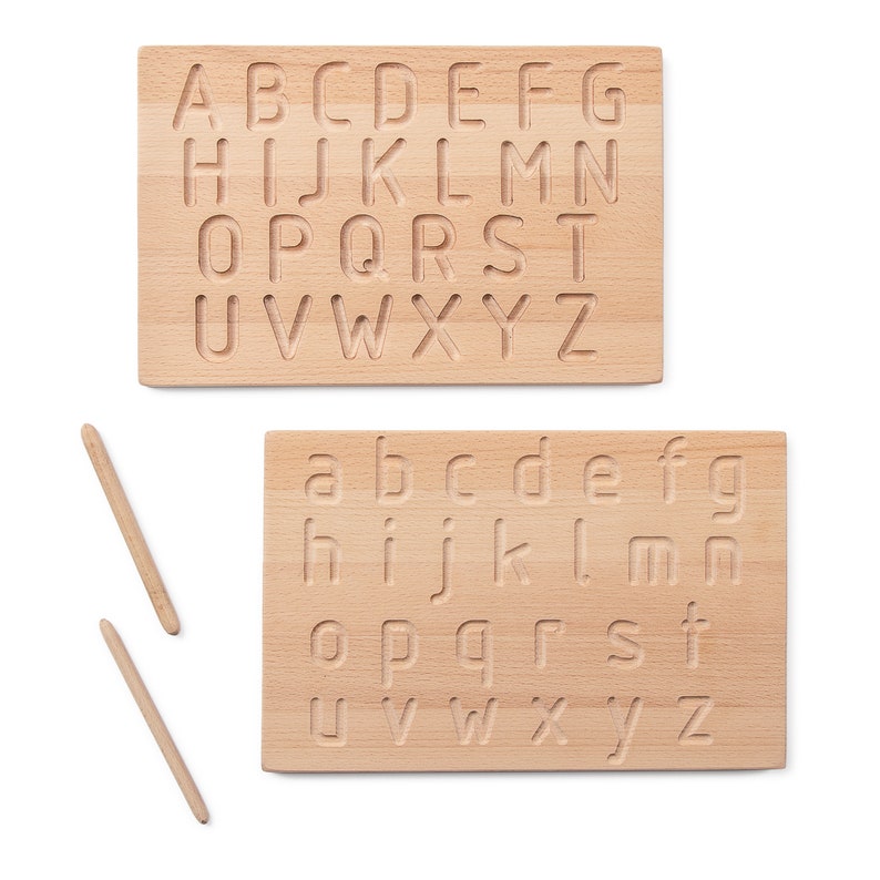 Wooden Alphabet Letters Tracing Board Natural Wood Personal Etsy