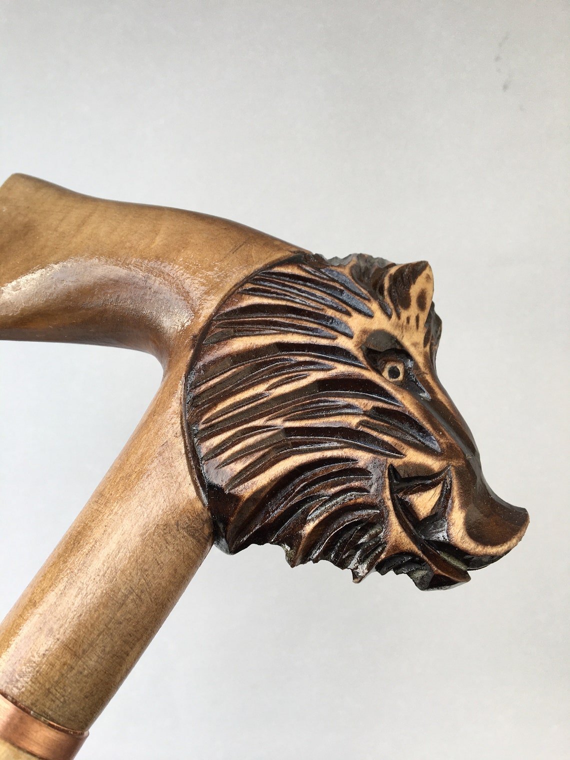 Walking Cane Animal Head African Walking Stick With Rubber Tip Etsy
