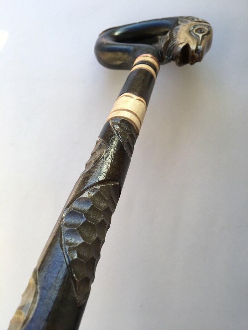Wooden Carved Walking Cane Animal Head Carved Cane Stick Etsy