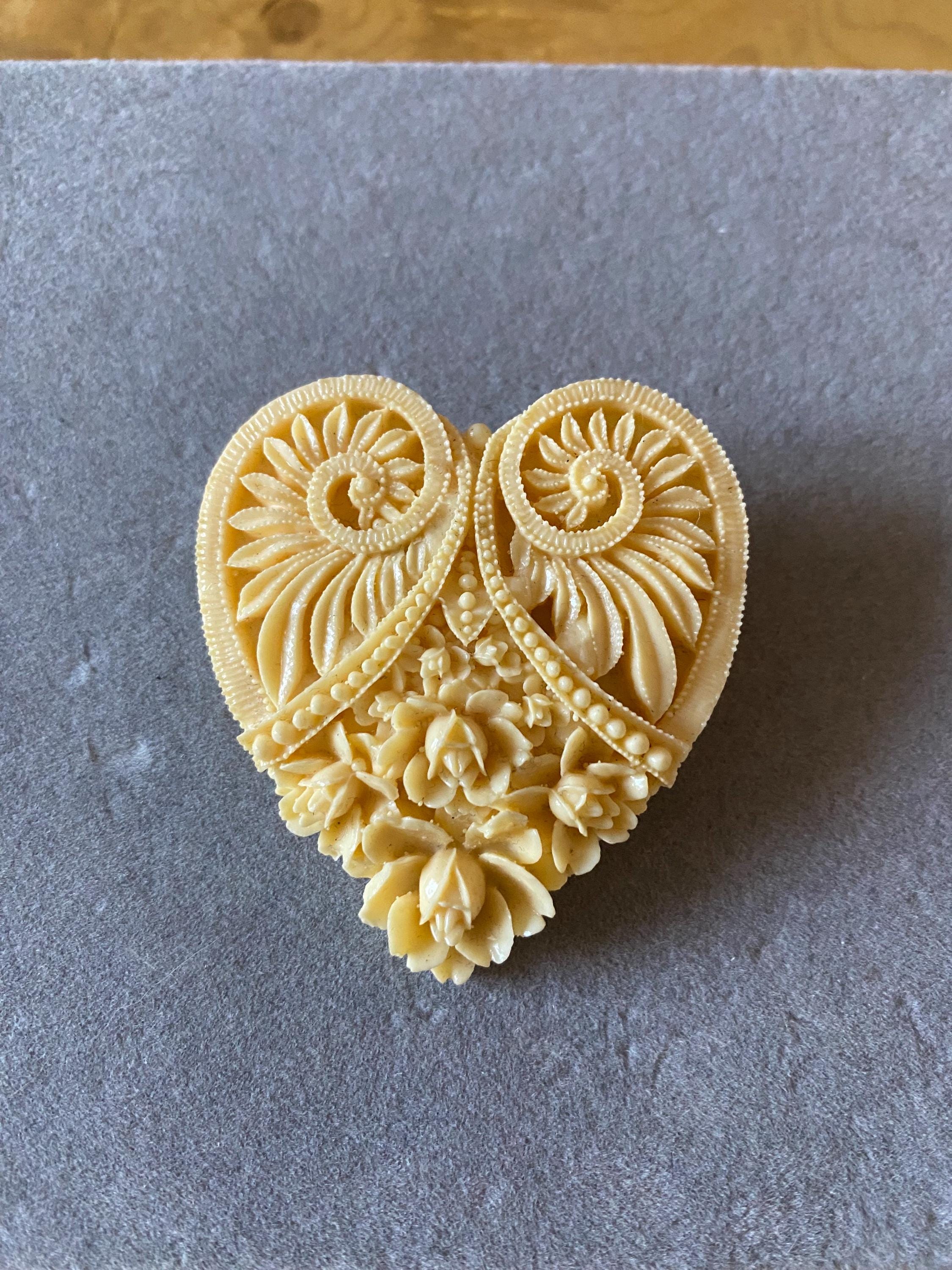 Celluloid Heart Brooch - Etsy