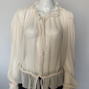 Kate Mosh x Topshop silk sheer, buttoned blouse