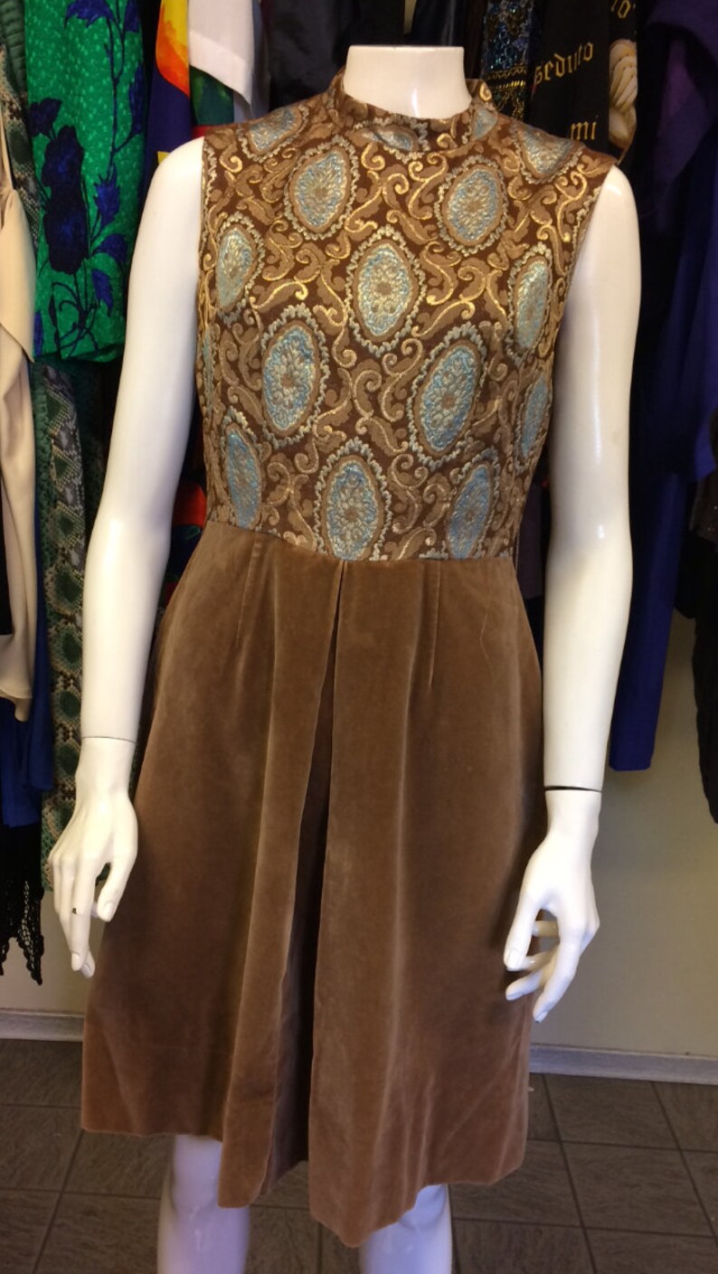 brocade and velvet dress