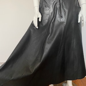 Vintage A-line wide leather skirt