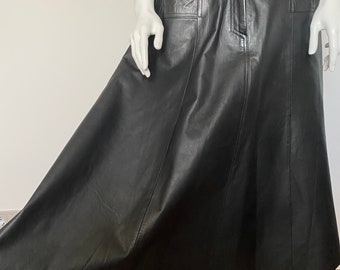 Vintage A-line wide leather skirt