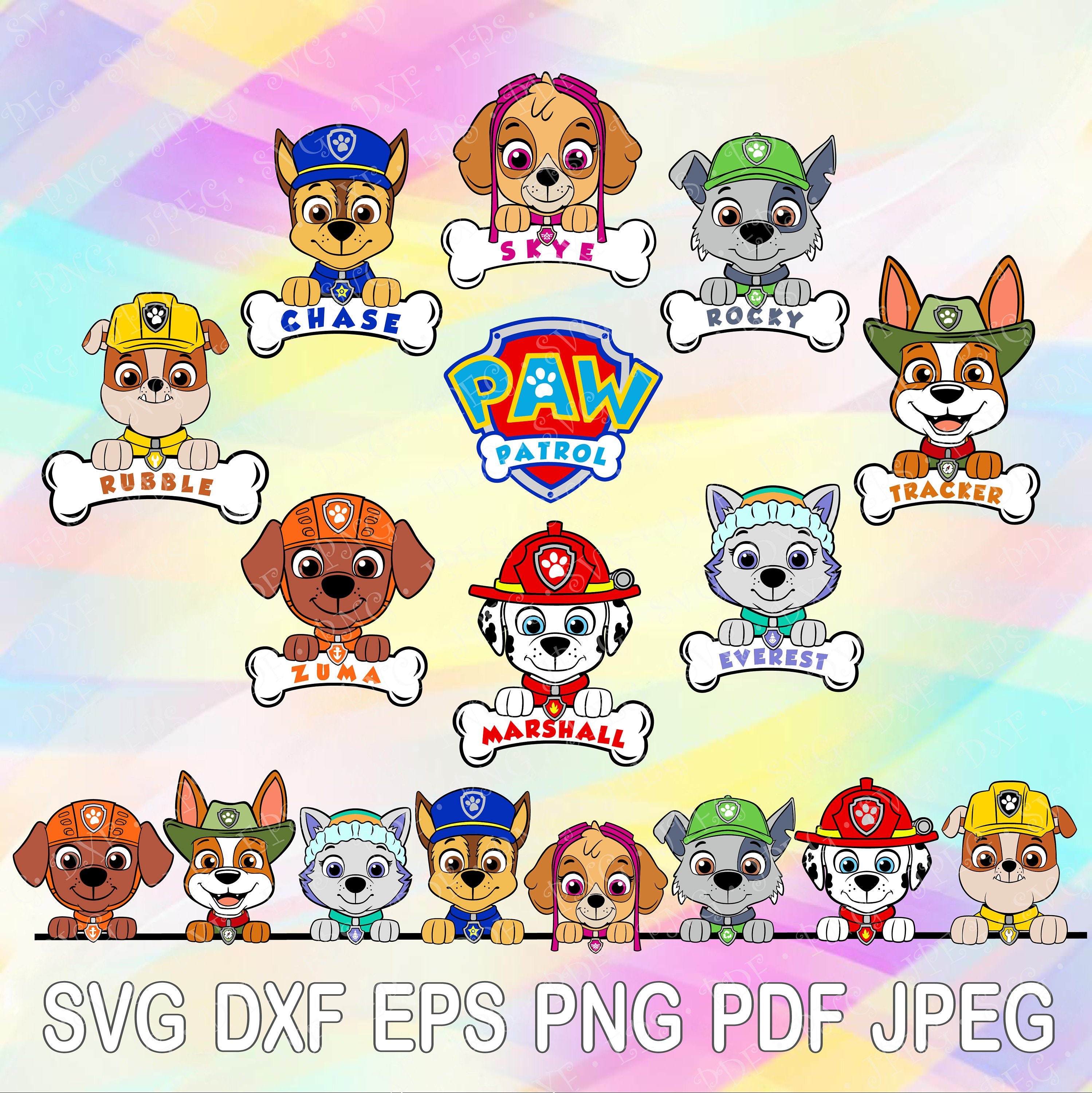 SVG PNG Paw Patrol Skye Marshall Chase Rocky Rubble Tracker | Etsy