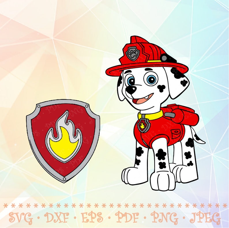 Download SVG DXF PNG Paw Patrol Layered Cut Files Marshall Dog and ...