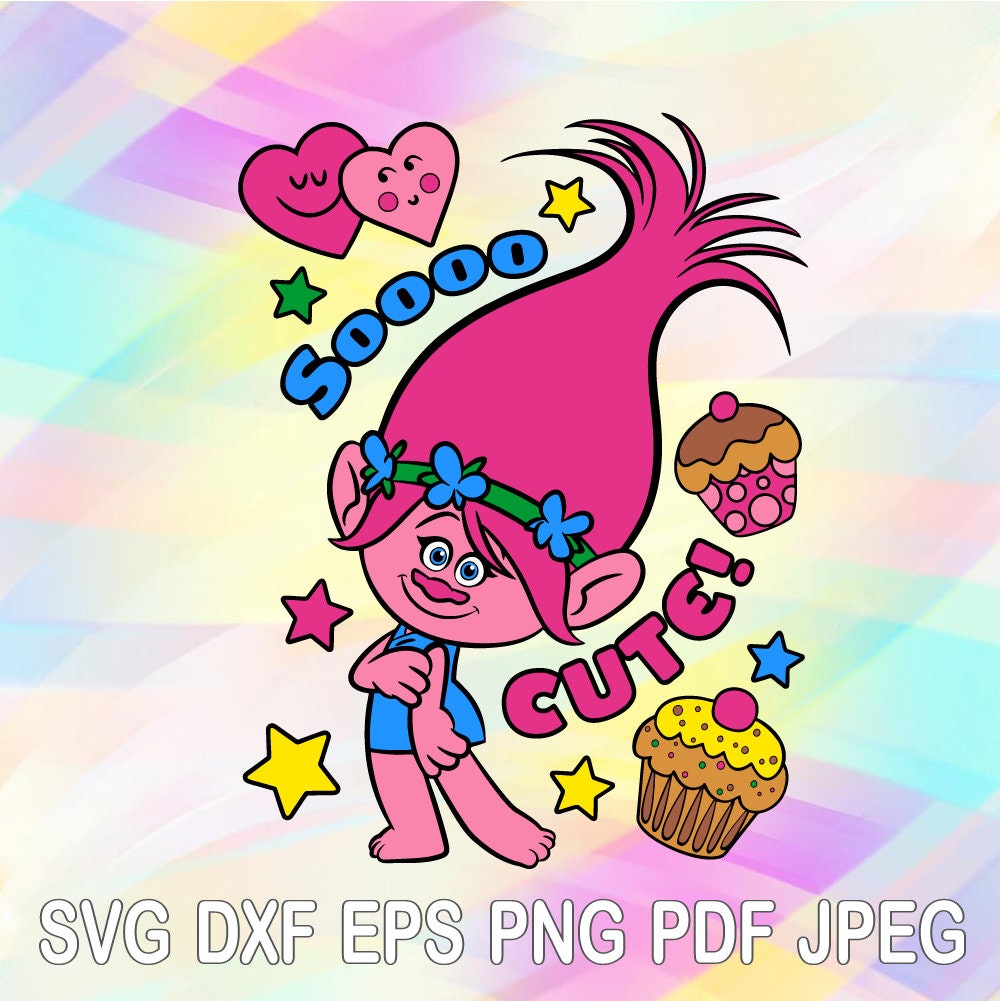 Download SVG DXF PNG Princess Poppy Trolls So Cute Layered Cut ...