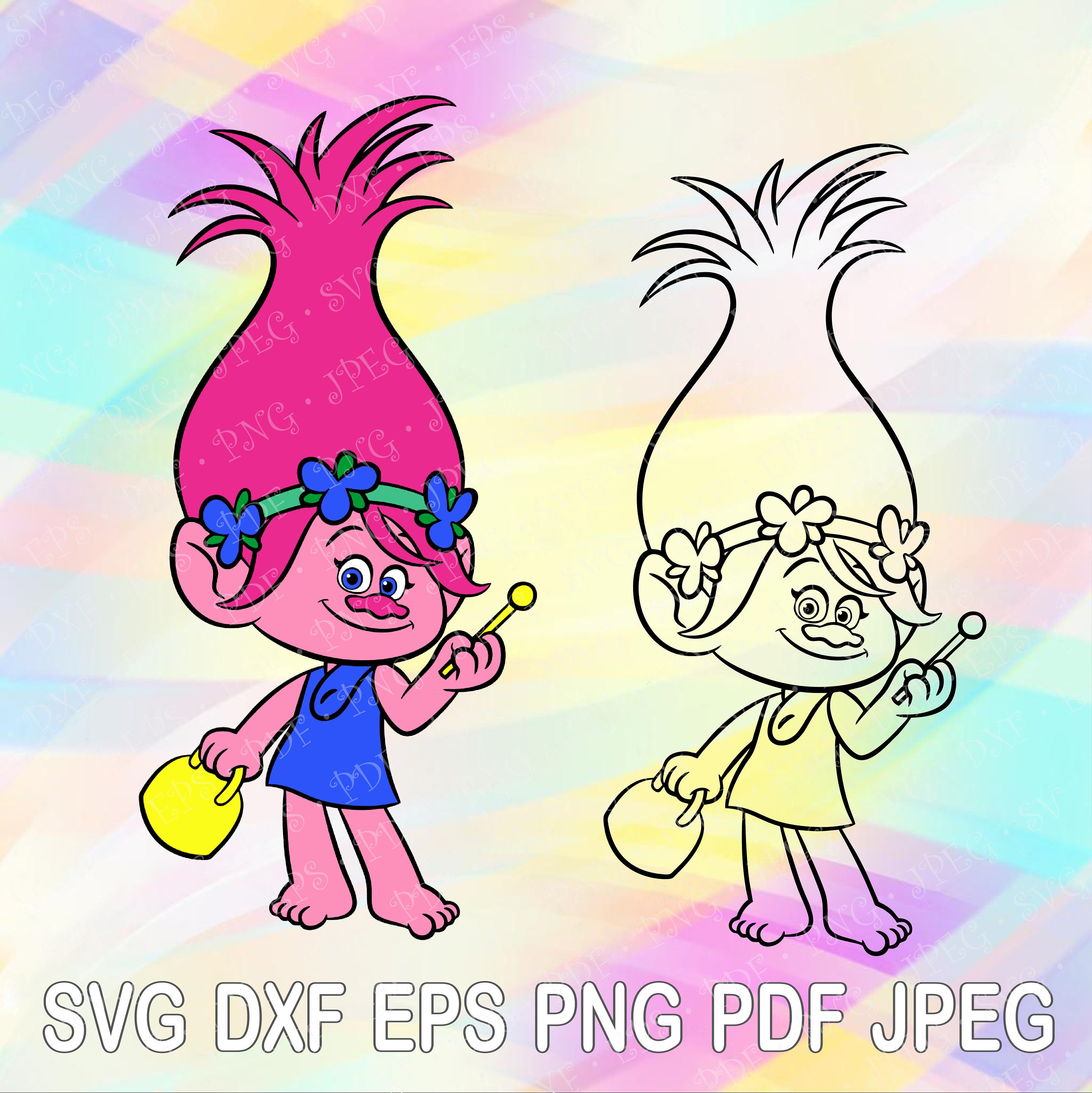 Download SVG DXF PNG Princess Poppy Trolls Movie Layered Cut Files ...