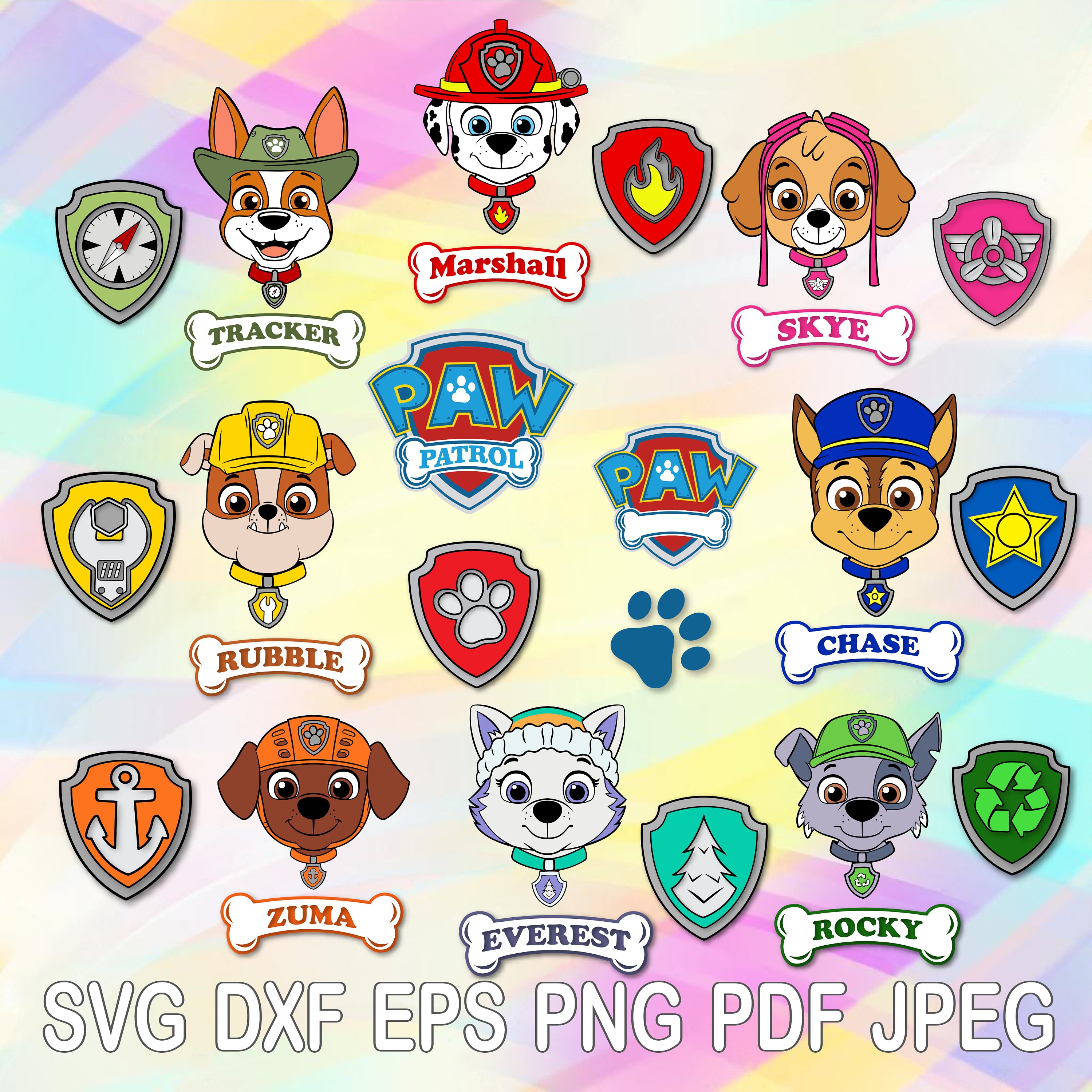 Download SVG Paw Patrol Vector Cut Files Heads Bones Logo Shields ...