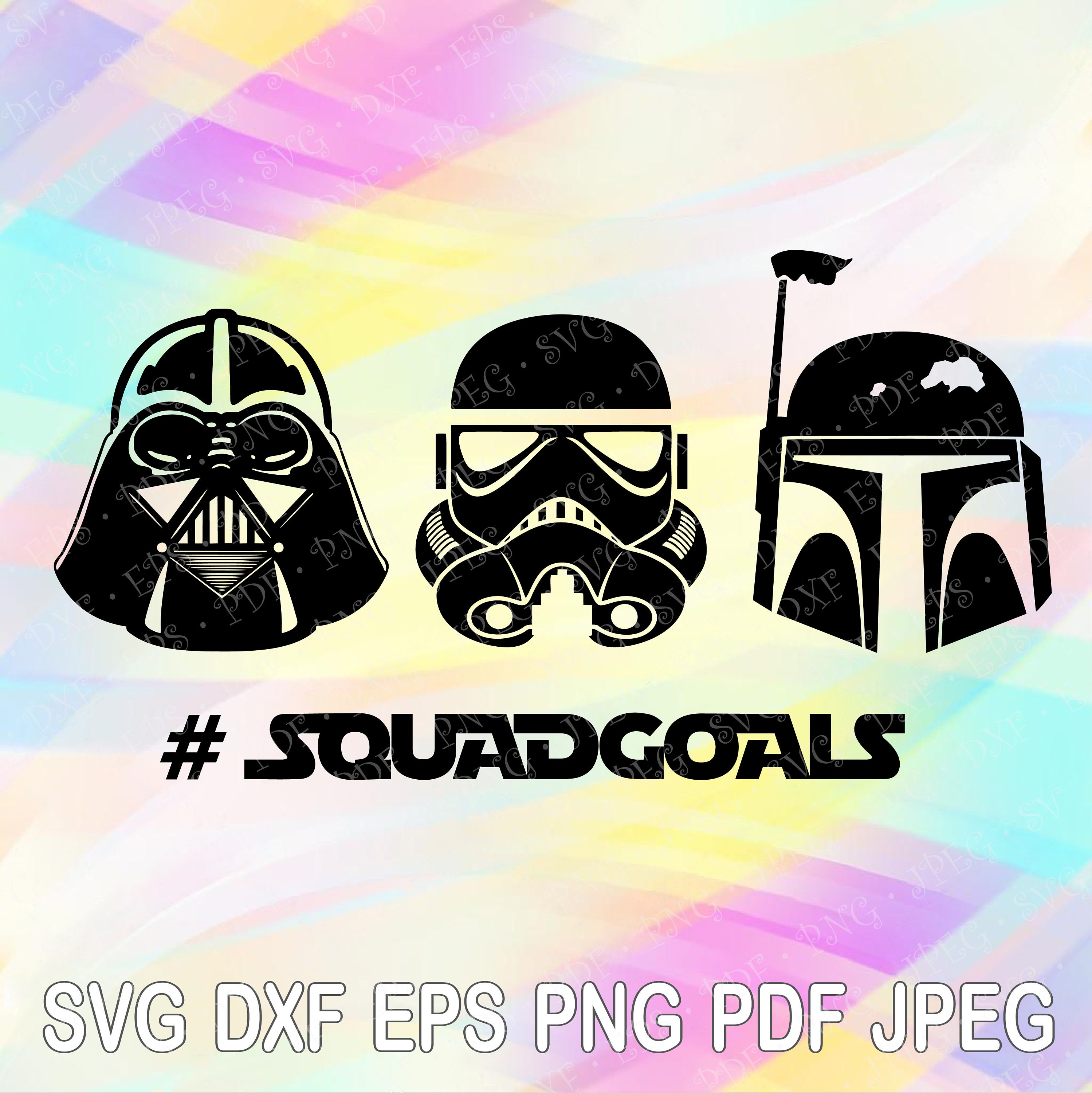 Svg Dxf Png Star Wars Squad Goals Stormtrooper Darth Vader Cut Etsy