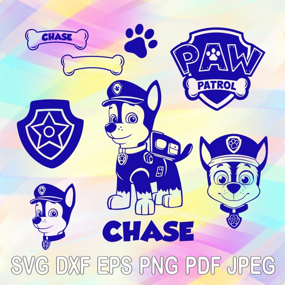 Download SVG DXF PNG Paw Patrol Cut Files Chase Dog Bone Head Paw ...
