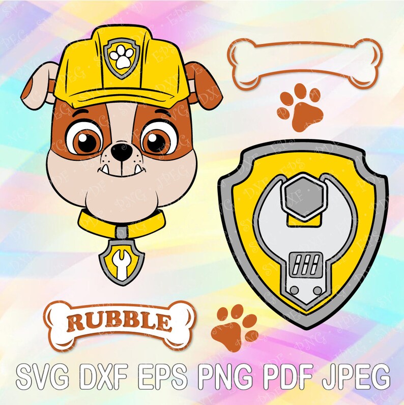 Download SVG DXF Png Paw Patrol Layered Cut Files Head Rubble Dog ...