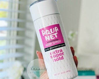 Aqua Net Full Wrap Tumbler | Hair Spray Tumbler | 80s Tumbler