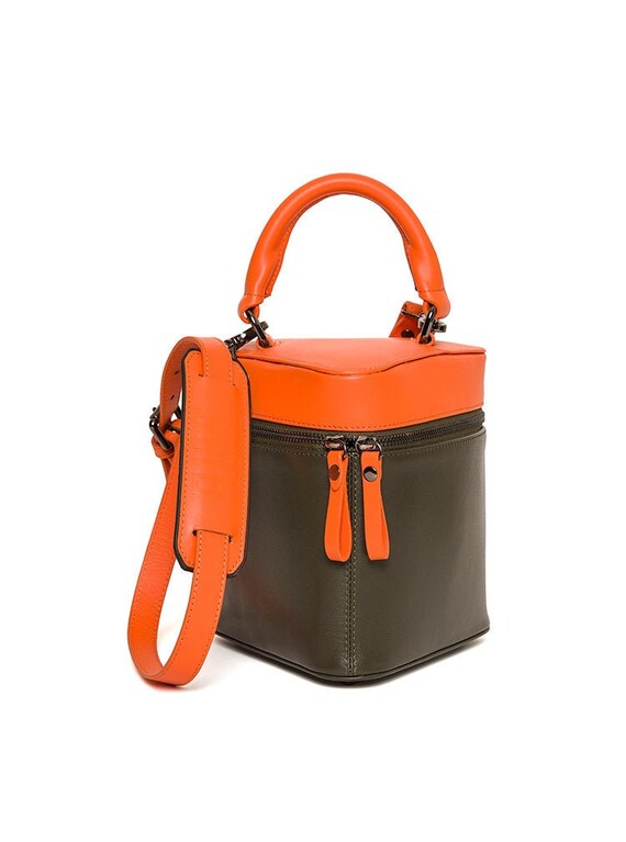 orange leather bag