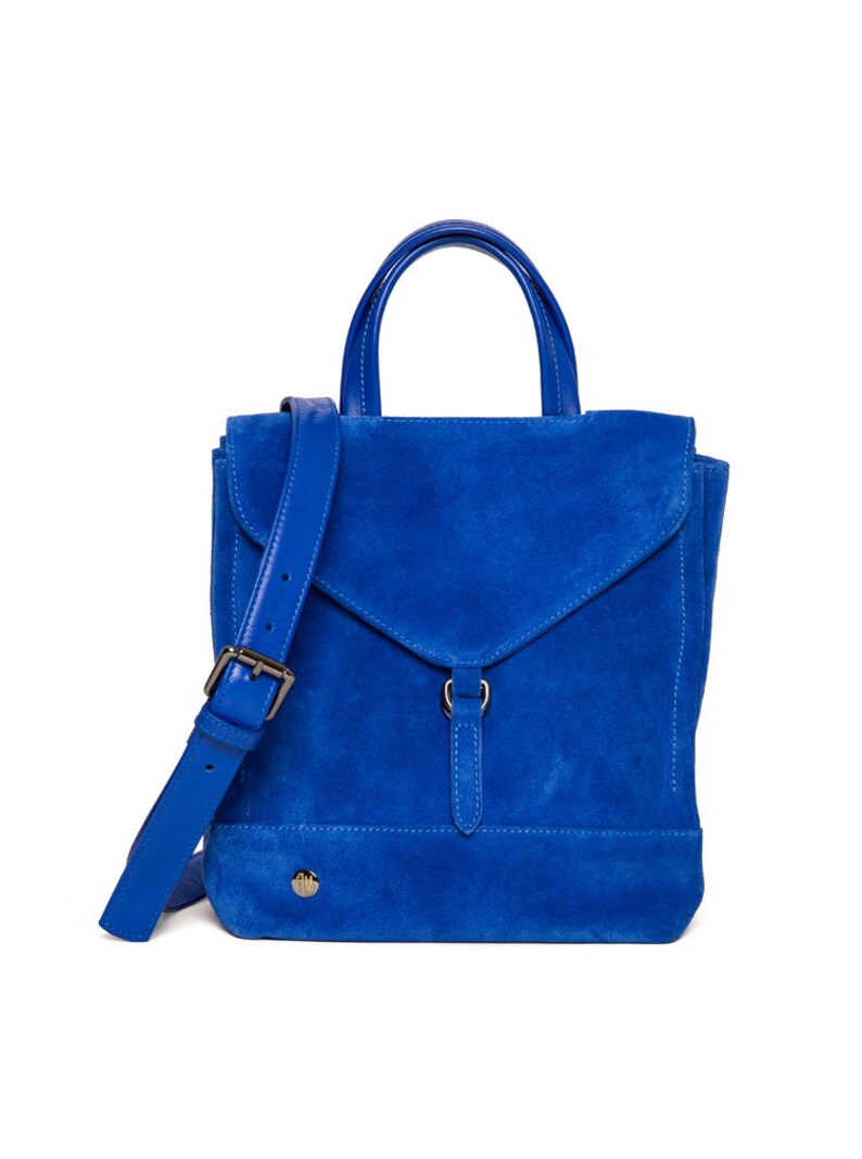 Womens Backpack Purse Bright Blue Suede Backpack Bags for Etsy