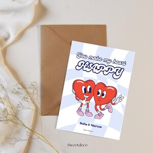 Lustige Valentinstagskarte, digitaler Download | Süße druckbare Karte „Du machst mein Herz glücklich“ | Sofort-Download-Liebeskarte für Sie oder Ihn