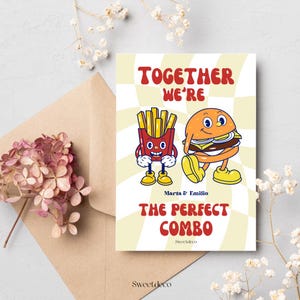 Carte de Saint-Valentin personnalisée pour lui ou elle | Carte de couple drôle avec jeu de mots sur la nourriture | Ensemble, nous sommes le combo parfait | Joli cadeau personnalisé