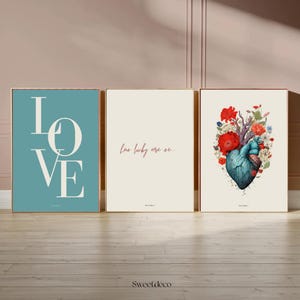 3er-Pack dekorative Valentinstagskarten | Süße Liebesbriefe zum Herunterladen | Digital druckbare PNGs für Ihn und Sie | Sofortiges romantisches Geschenk