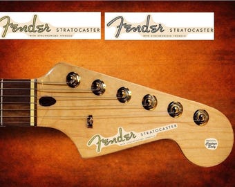 1 Fender Stratocaster Vntg Dekal Headstock Guldgrå Waterslide Gitarr Gitarr
