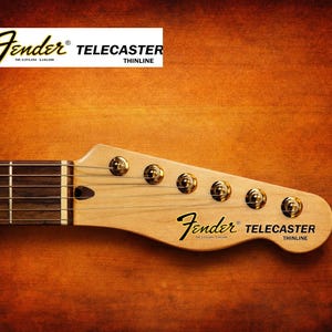 1 Fender Telecaster Thinline Decal Headstock Waterslide Gitarr Black