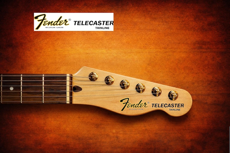 1 Fender Telecaster Thinline Decal Headstock Waterslide Gitarr Black