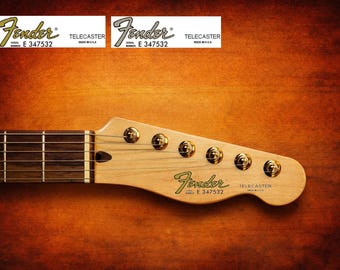 1 Fender Telecaster 80th Decal Headstock Guldgrå Waterslide Gitarr