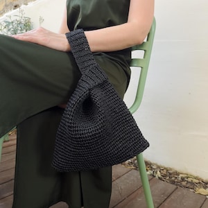 Handmade Crochet Japanese Knot Bag, Unique Boho Chic Purse, Stylish Crocheted Knot Handle Bag, Eco-Friendly Fashion. CUSTOM COLORS
