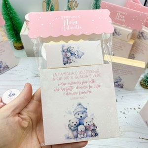 Bomboniere battesimo a tema natalizio personalizzati e completi di confetti e confezione