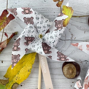 Segnaposto battesimo Girandole personalizzate con nome invitati a tema animali del bosco