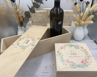 Bomboniera per padrino: una scatola cassetta in legno porta vino personalizzata