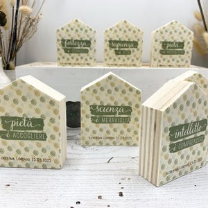 Bomboniere originali cresima, mini casette in legno, i sette doni dello spirito santo