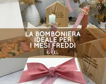 Porta candele in Legno: bomboniere battesimo invernali