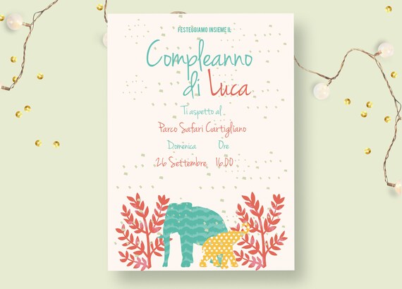 Invito Festa Di Compleanno Invito Digitale Elefantino Invito Compleanno Elefantini Invito Festa Di Compleanno Safari