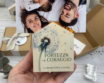 Bomboniere Cresima Personalizzate in Legno, Casette Portafoto con i Sette Doni dello Spirito Santo