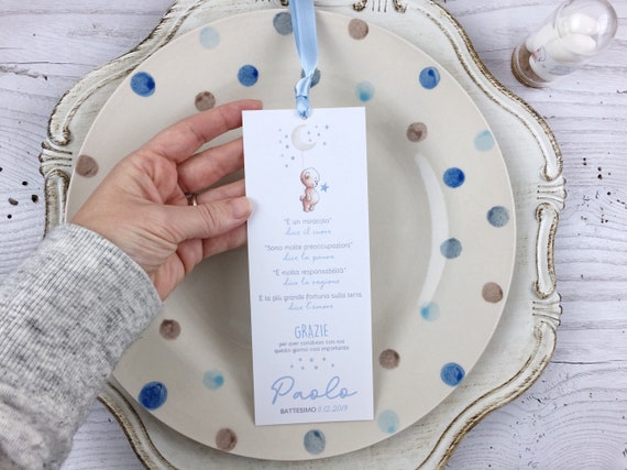 30 Segnaposto Segnalibri Battesimo Bimba Con Orsetto - Bigliettini Ringraziamento Rosa