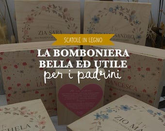 Idee bomboniere padrini: scatole in legno belle, utili e originali.