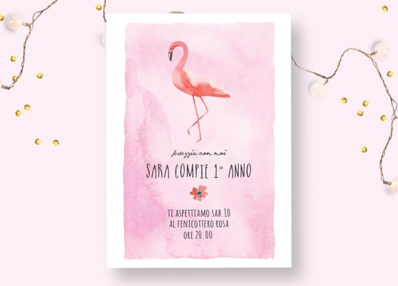 Invito Festa Di Compleanno Tema Fenicottero Rosa