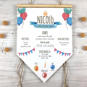 Quadretto primo compleanno personalizzabile - Idea Regalo primo compleanno - Poster stampa cameretta - regalo originale - Palloncini
