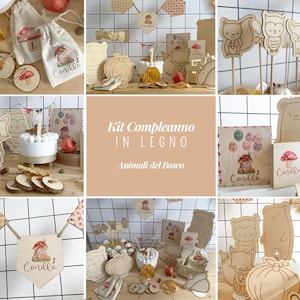 Allestimento compleanno Animali del Bosco per bambini in legno
